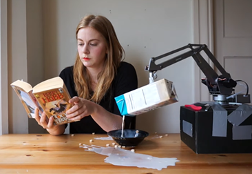 Simone Giertz with her shitty breakfast robot